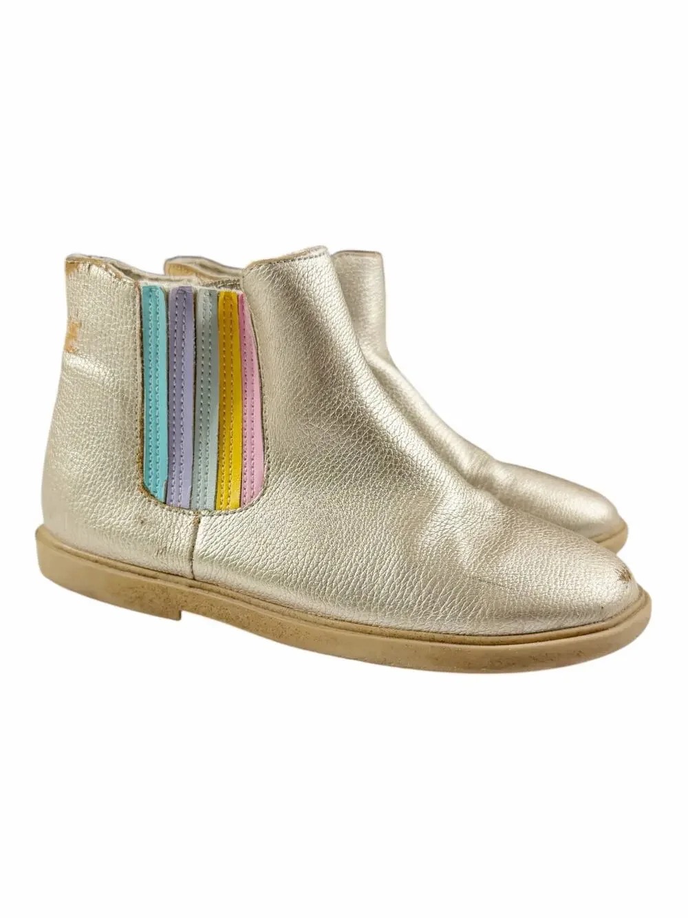 Tucker + Tate Metallic Gold Rainbow Chelsea Boots Girls Size 11